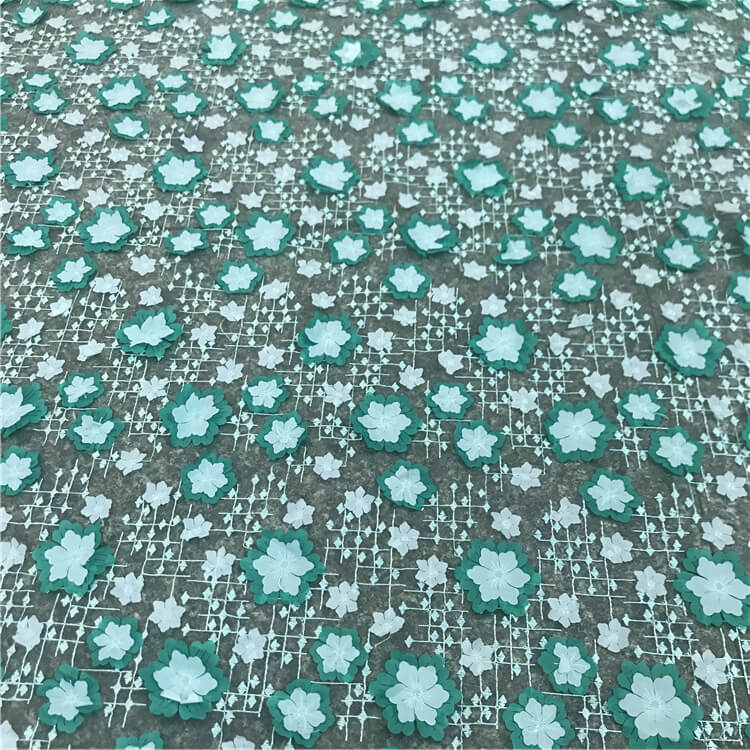 3D Lotus Evening Polyester Embroidered Fabric for Women's Wear Wholesa 3